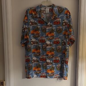Disney Blue and Orange Casual Button Down Shirt